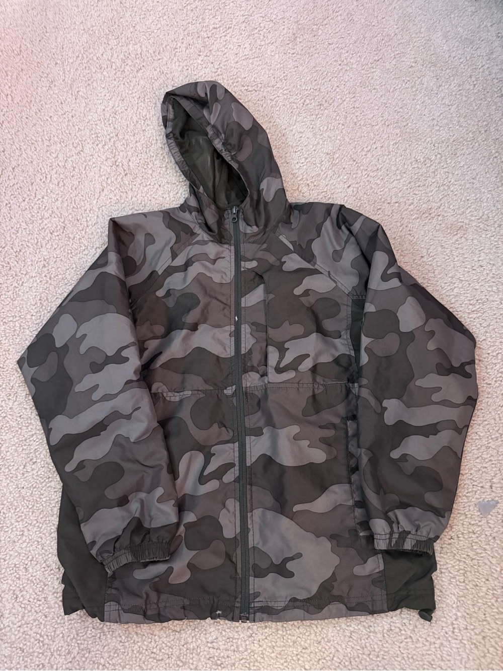 Old Navy Kids Hooded Camo Raincoat - Gray Camouflage